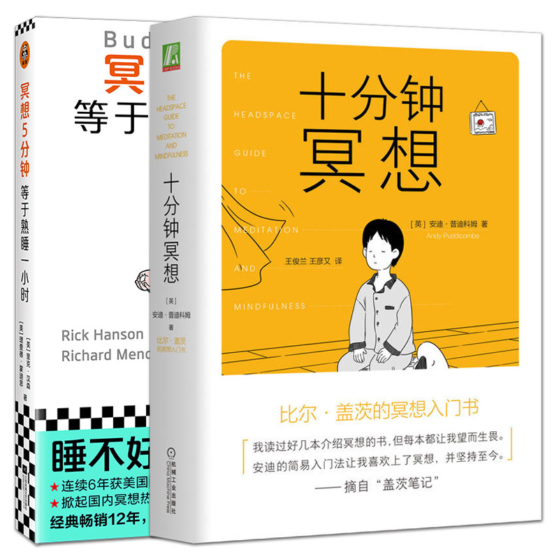 2册 十分钟冥想+冥想5分钟等于熟睡一小时 比尔盖茨的冥想入门书 高效解除疲惫放松大脑 缓解压力和精神疲劳的治疗方法 改善睡眠