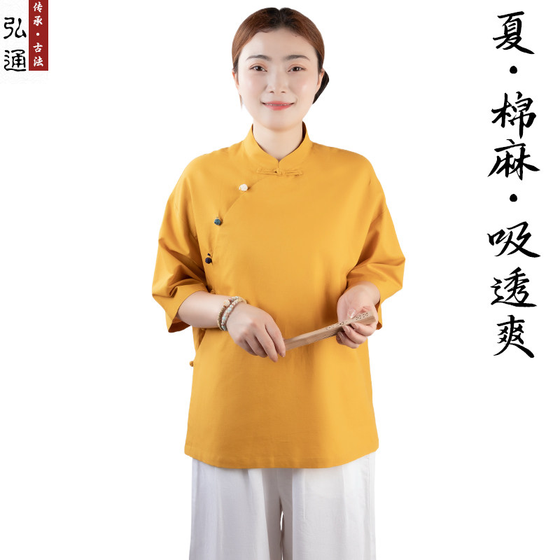 弘通夏季新中式女装国风立领偏襟上衣