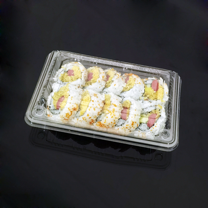 长方形冷热可装自带扣打包盒