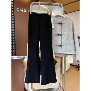 超模裤 自发热保暖小黑裤 J75加绒喇叭裤 高腰修身 马蹄裤 女冬季