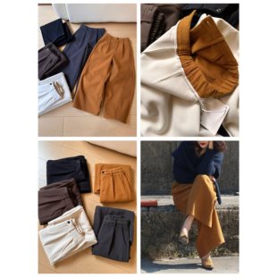 女冬季 Q60加绒加厚毛呢阔腿裤 高腰宽松百搭自发热休闲裤 过冬