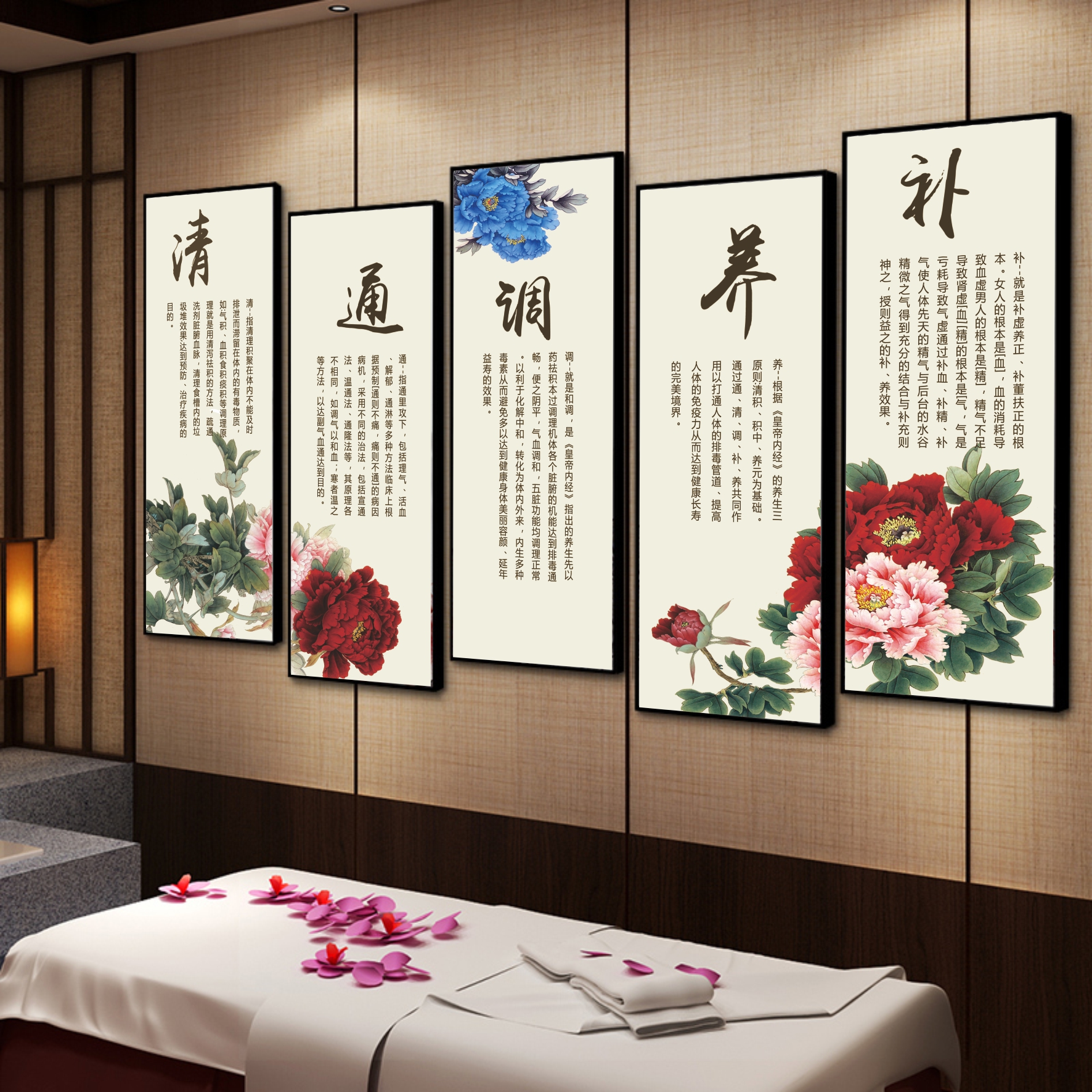 中医文化四季养生清通调养补海报贴纸宣传挂图华佗五禽戏装饰挂画