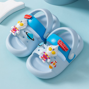奥特曼儿童洞洞鞋男童凉拖鞋夏季小孩室内防滑软底女童家居鞋包头