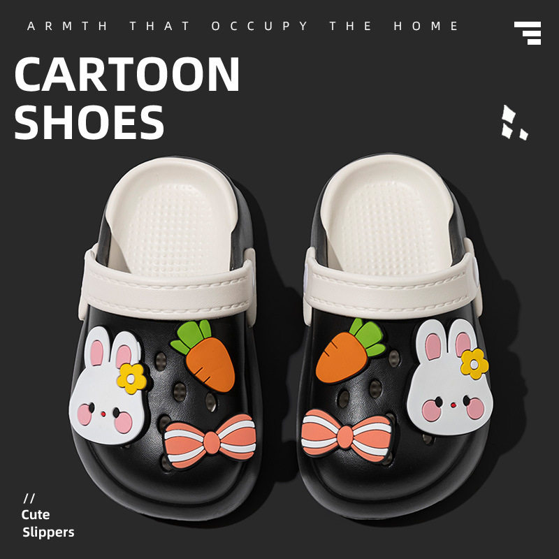 新款儿童拖鞋夏季女童卡通可爱兔子蝴蝶结外穿沙滩宝宝洞洞鞋两穿