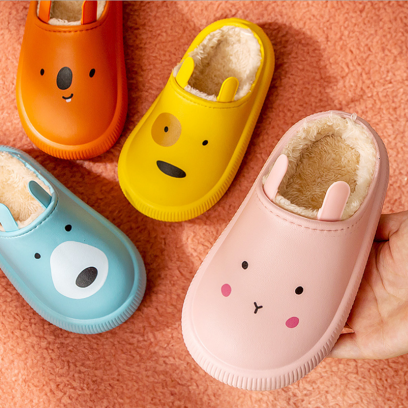 防滑保暖可爱宝宝棉鞋防水儿童棉拖鞋男孩女童包跟冬家居室内厚底