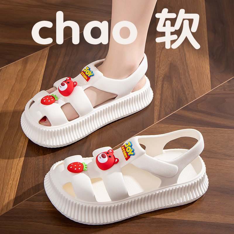 罗马休闲包头凉鞋厚底仙女洞洞鞋