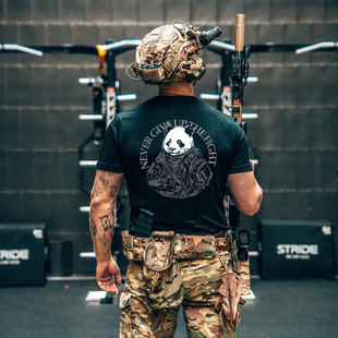 QBZ95主题 新品T恤户外短袖夏季半袖T恤健身 硬汉俱乐部 熊猫战士