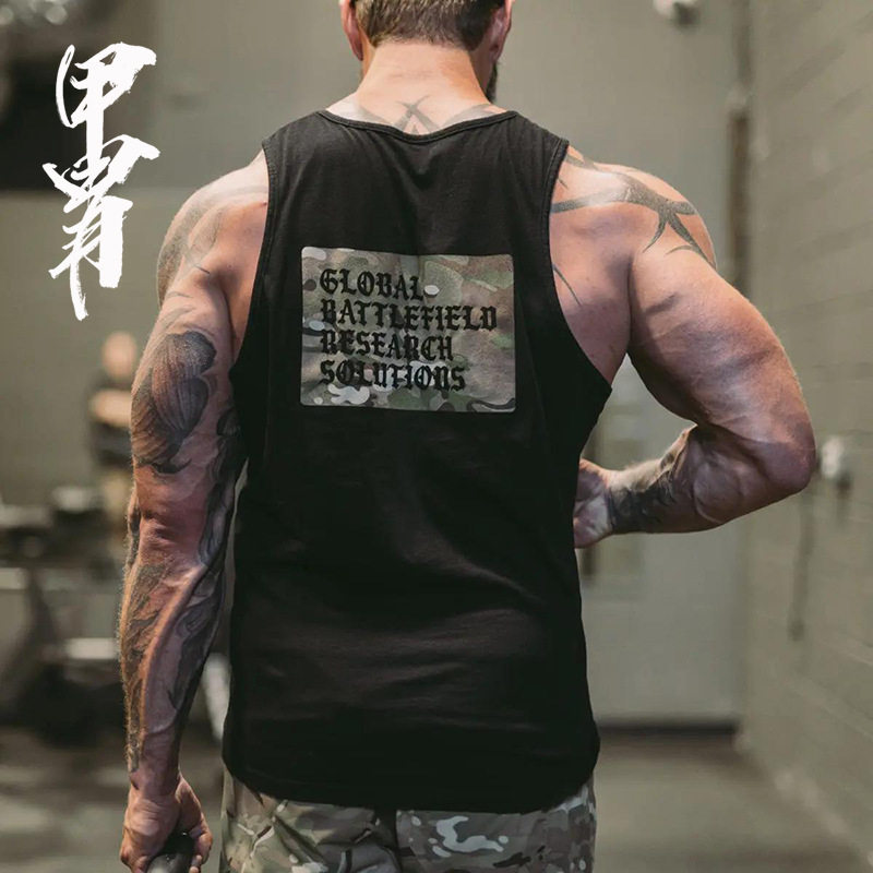 无袖囚徒打底汗衫背心男 印花 夏季新品 匪帮风重磅健身硬汉