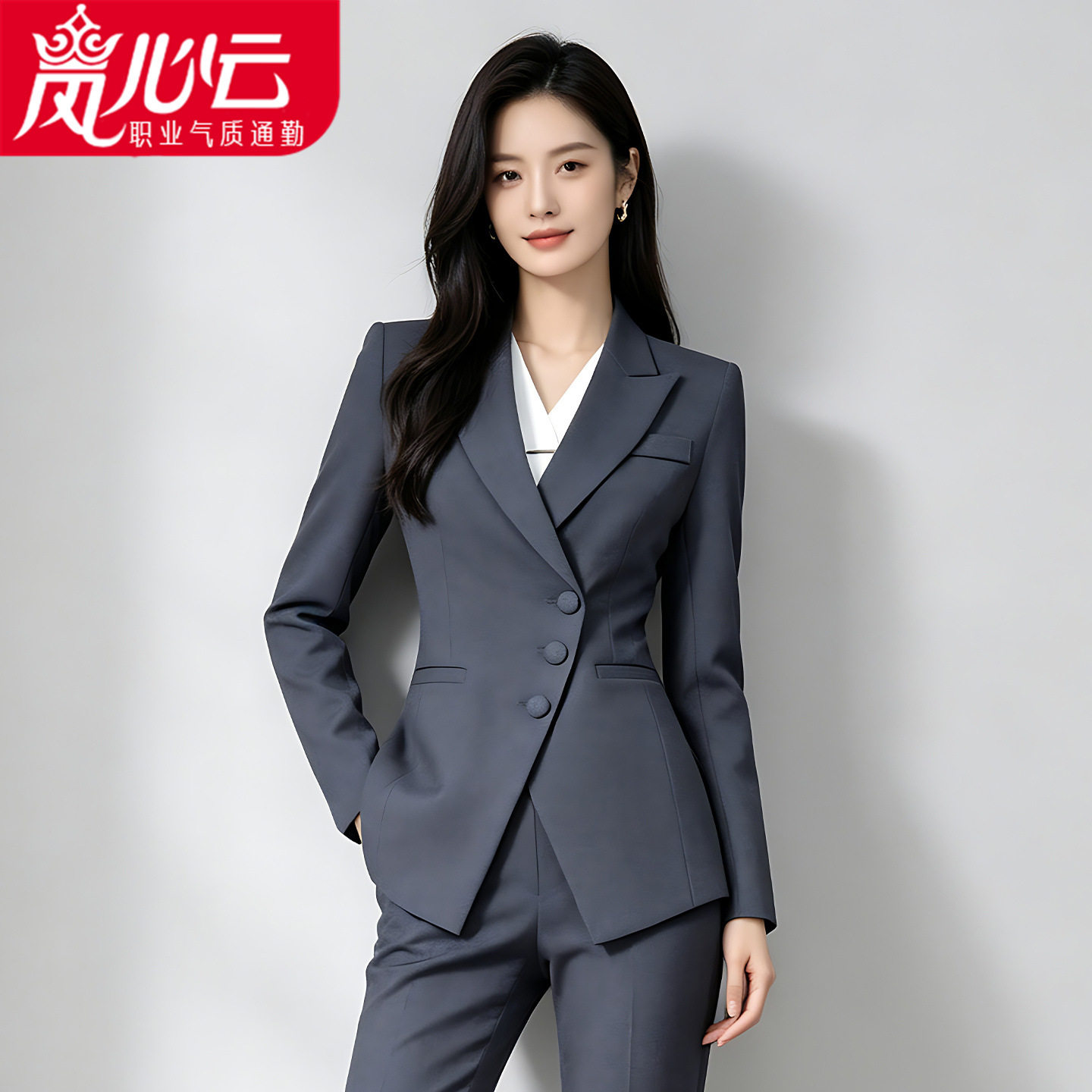 高级感灰色西装套装女工作服短款职业气质面试正装小个子春秋西服