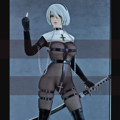 尼尔修女2B1/6可动包胶女兵人