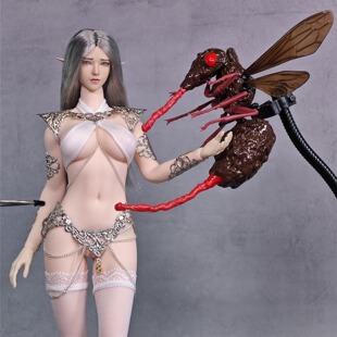 可动苍蝇昆虫play场景1 6女兵人手办配件道具变异虫怪