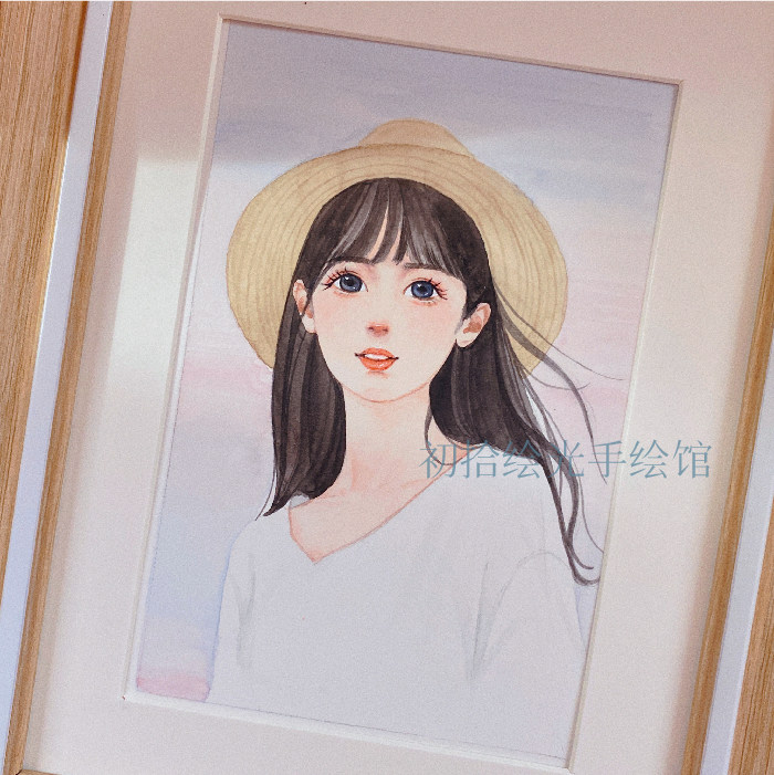 个性化定制卡通水彩画纯手绘卡通