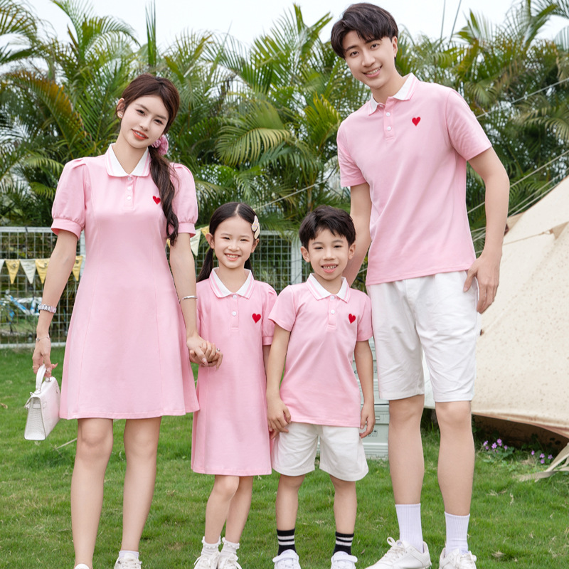 六一兒童節短袖POLO親子裝母女裙