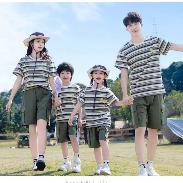 條紋T恤工裝褲套裝親子裝父親節
