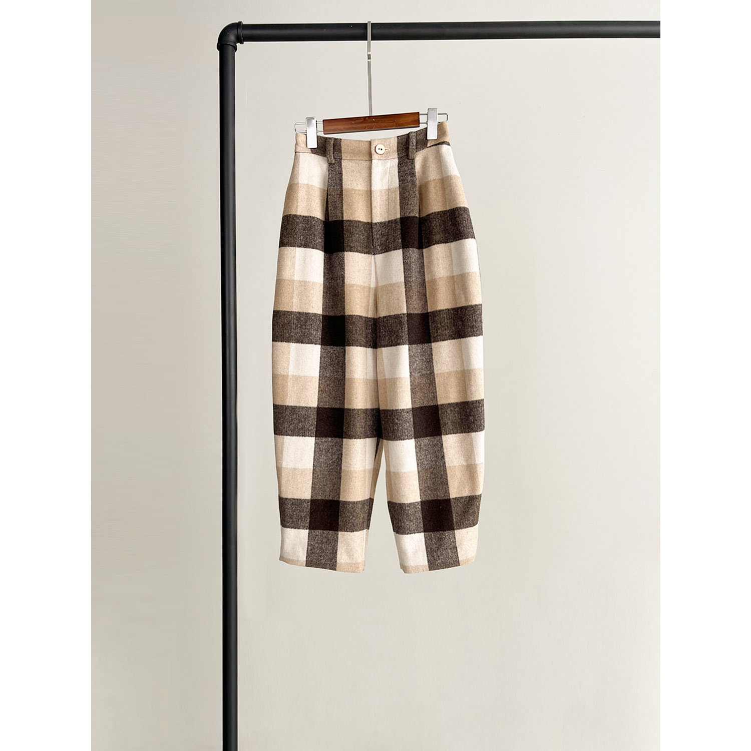 ICEEL时尚高腰休闲毛呢休闲裤