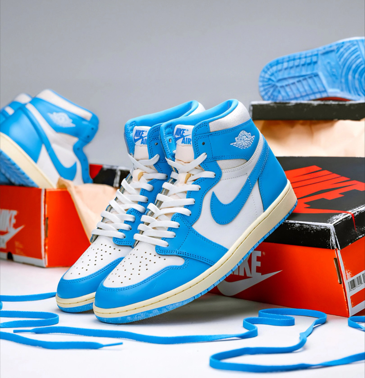 Air Jordan 1 UNC AJ1蓝白 北卡蓝 复古男子休闲篮球鞋DZ5485-402