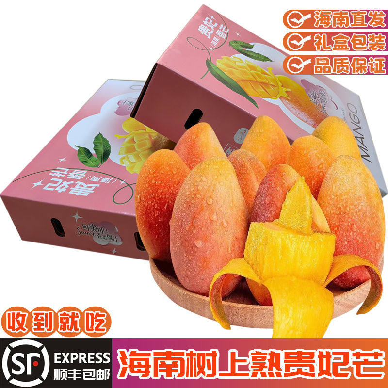 海南树上熟贵妃芒果当季新鲜水果三亚红金龙中大果礼盒装顺丰包邮