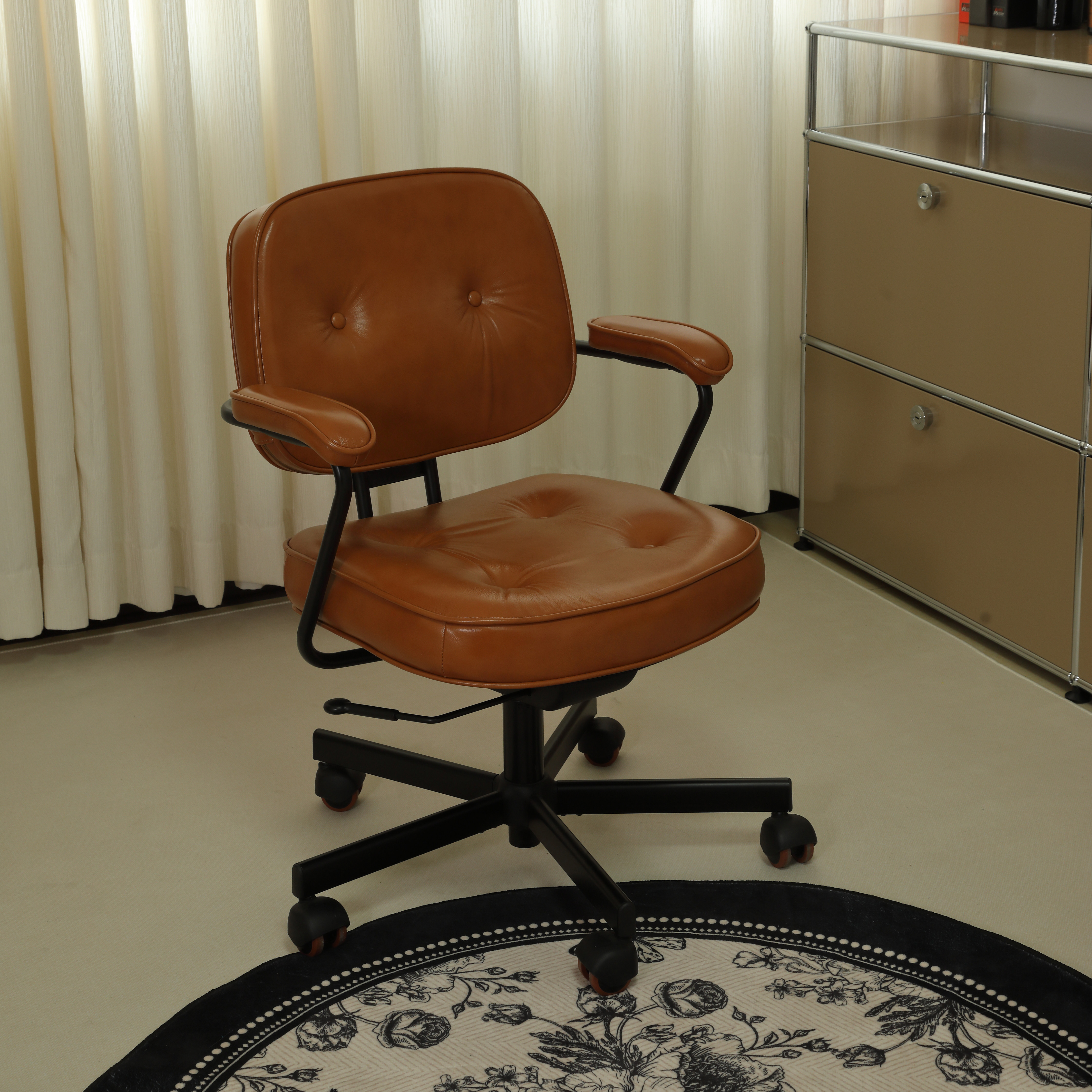 阿勒夫复古办公椅真皮电脑椅商务老板椅家用休闲椅学习椅人体工学