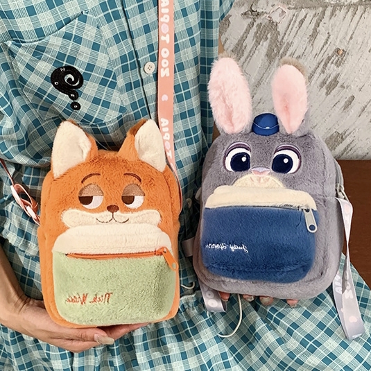 儿童包包狐狸尼克毛绒斜挎包可爱兔子朱迪单肩包宝宝迷你零钱包女