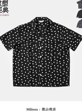 Militora220美式复古印花古巴领夏威夷沙滩度假风aloha花衬衫