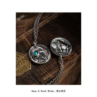 BARNS x NORTHWORKS 季节限定 古银币改制 天然松石 项链 BR-8459