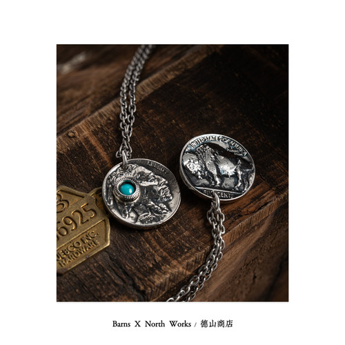 BARNS x NORTHWORKS 季节限定 古银币改制 天然松石 项链 BR-8459