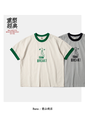 BARNS 70年代西海岸风格 Ringer Tee 阿美咔叽重磅纯棉宽松T恤男