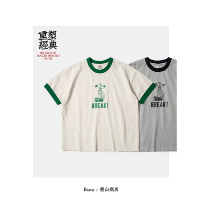 BARNS 70年代西海岸风格 Ringer Tee 阿美咔叽重磅纯棉宽松T恤男
