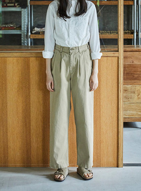 orSlow经典长青裤装日本缝制宽松百搭两褶休闲长裤纯色 03-5021