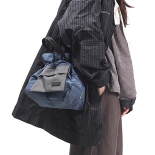 HK WORKSHOP 尼龙糖果包轻量化手提单肩斜跨包通勤大容量束口绳包