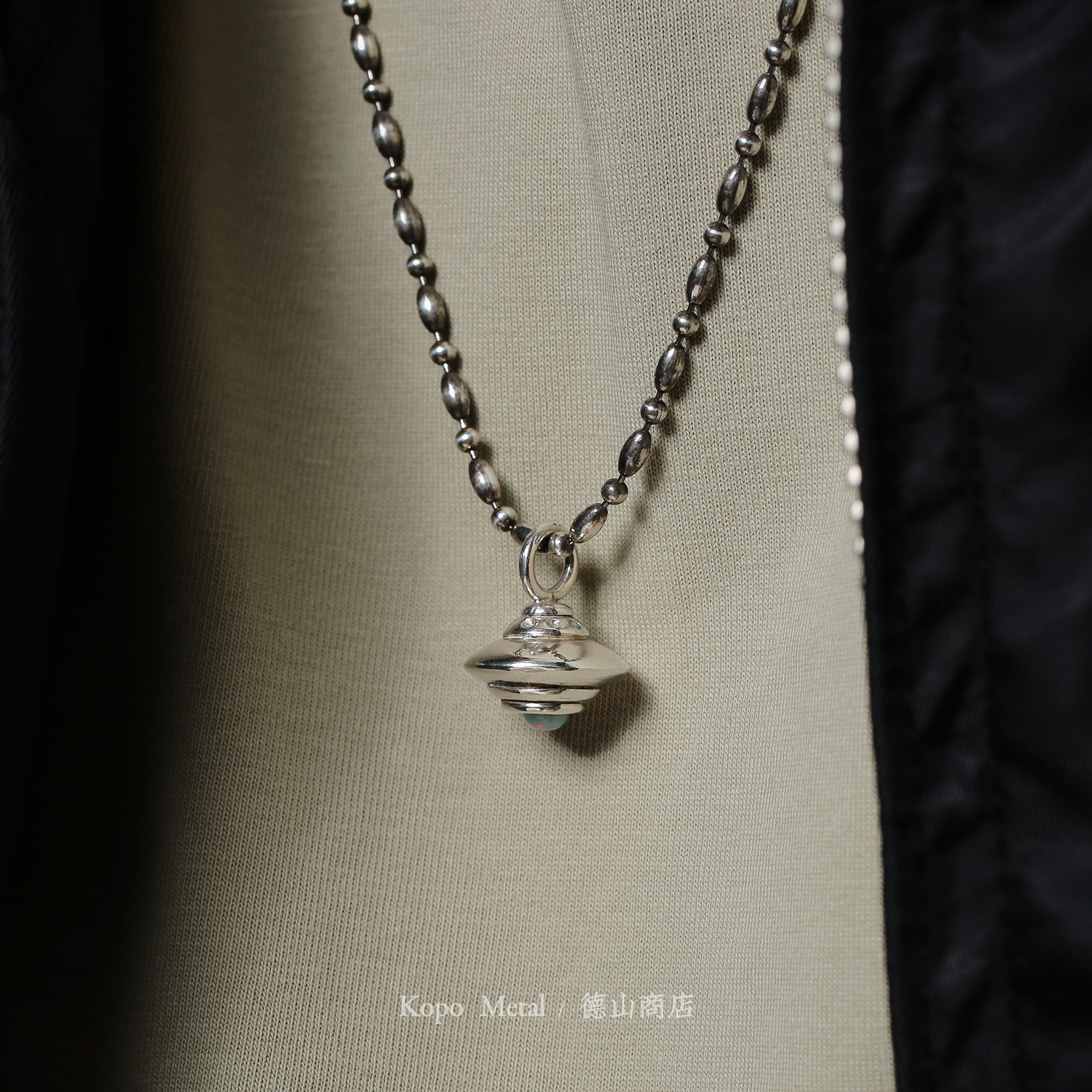 KopoMetal星际飞碟UFO银质吊坠 点睛蛋白石松石加强能量气场