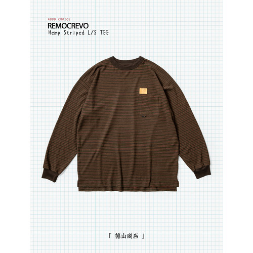 REMOCREVO Hemp Striped L/S TEE汉麻有机棉条纹肌理长袖TEE恤