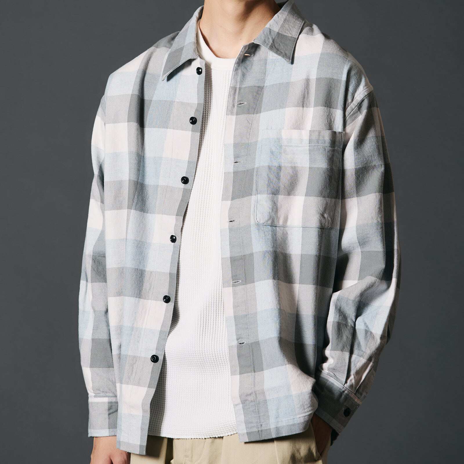 BARNS × Shuttle Notes 联名靛蓝格纹衬衫 BR-25139