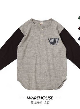 精致字母印花棒球衫 Warehouse 复古经典七分袖亨利领印花TEE