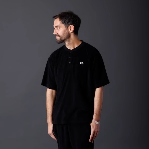 Barns复古穿搭毛圈绒亨利领T恤 夏末初秋松弛感oversize BR-24207