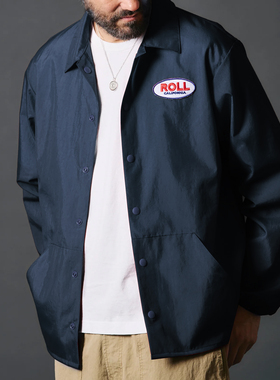 Barns日系复古街头穿搭ROLL徽章教练夹克 初秋男款防水轻量外套