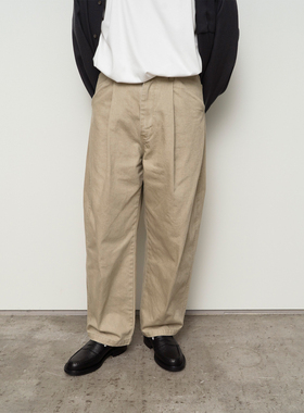 Still by Hand 12OZ厚度 日本特殊染色阔腿牛仔裤 深褶弧形剪裁