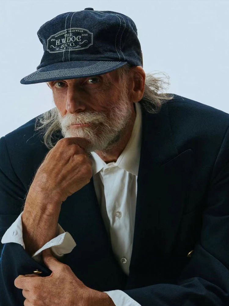 H.W.DOG蓝染丹宁面料缝制帽