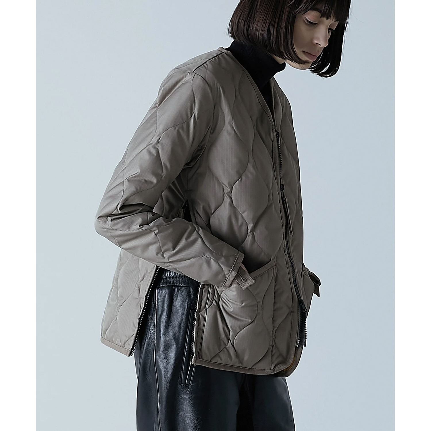 TAION军事主题明星单品V领拉链羽绒服绗缝夹克男女内搭 101ZML-1