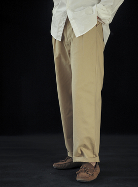 VALLEE 50’s French Army Chino 新款双褶宽松法式卡其长裤
