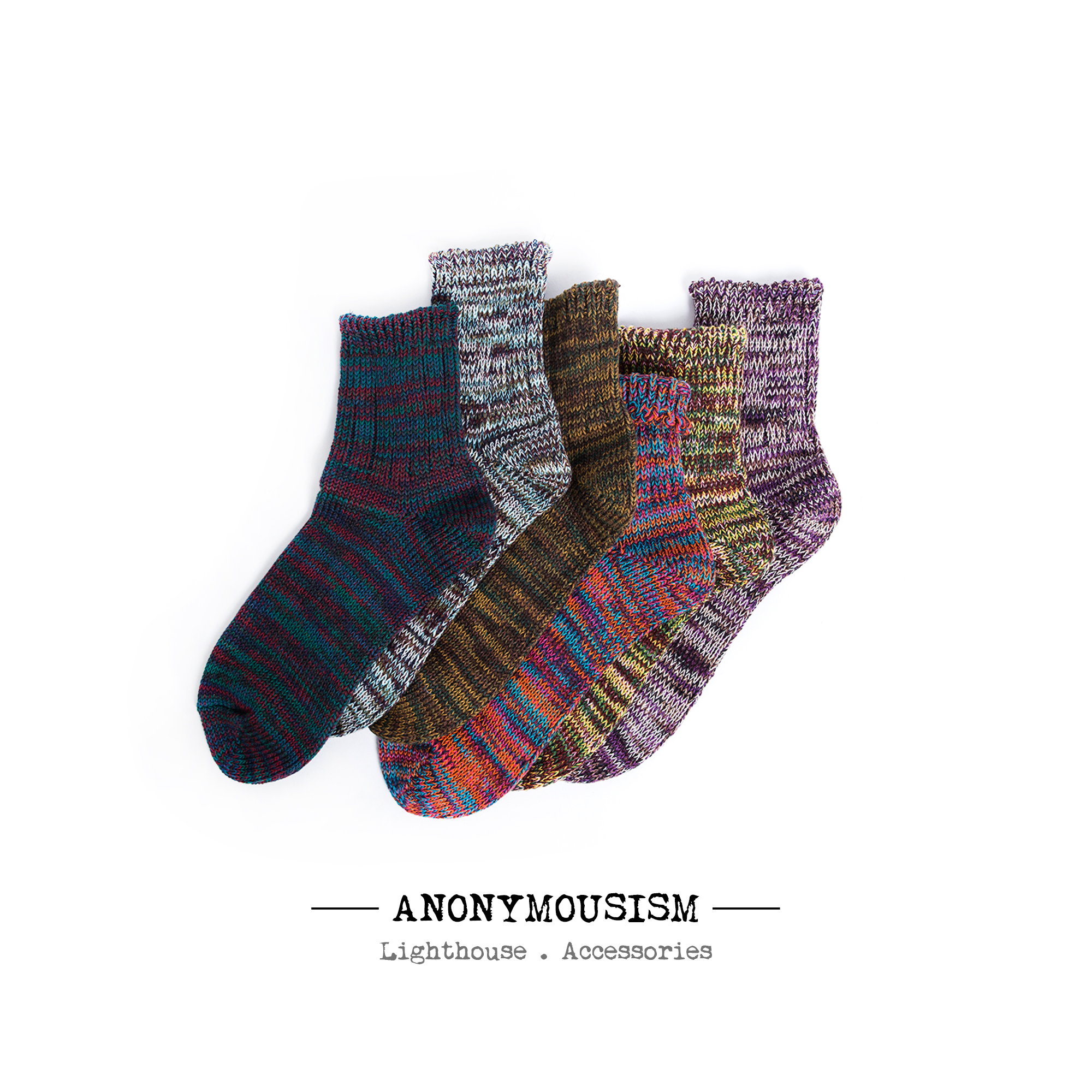 常年配靴佳品 Anonymous Ism 经典复古花纱中筒男棉袜 15030100