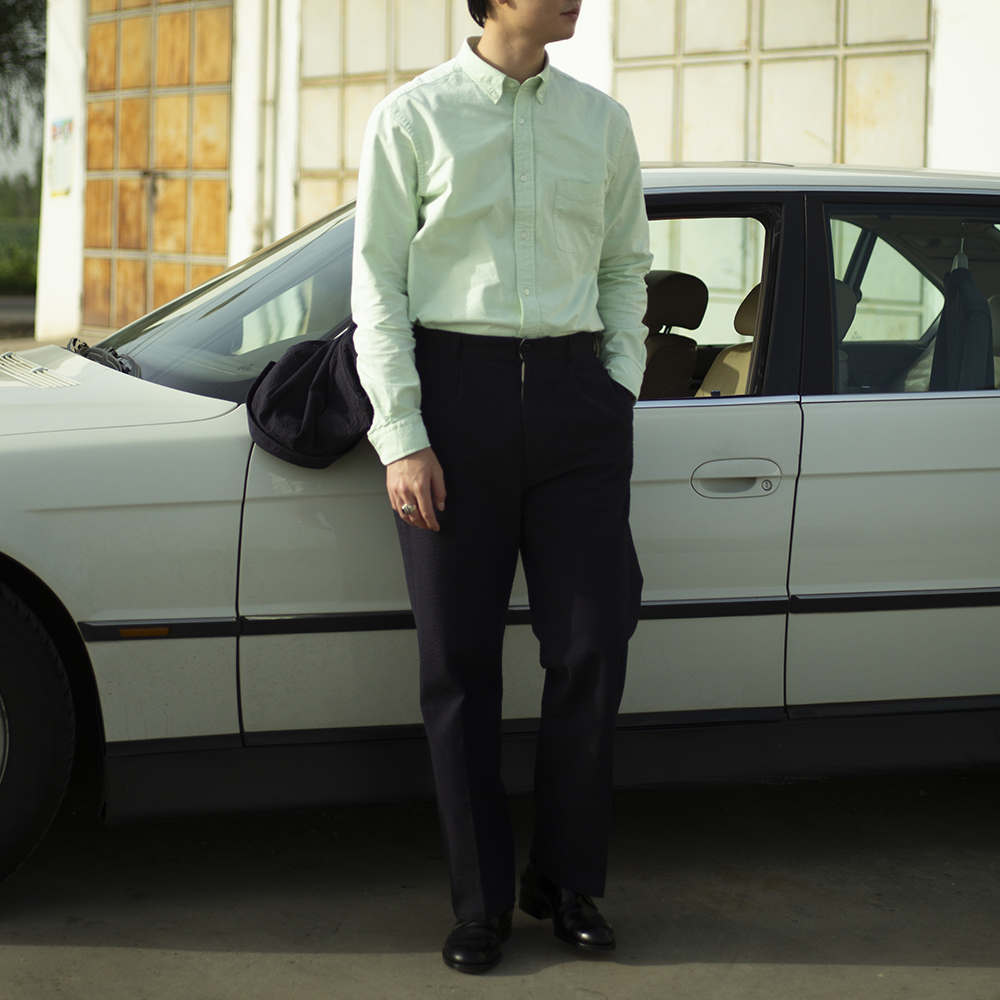 Militora218美式复古ivy水洗牛津纺纽扣领衬衫男长袖休闲衬衣