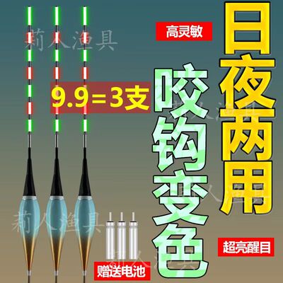 超亮日夜两用夜光漂咬钩变色高灵敏夜光鱼漂电子浮漂鲫鲤野钓鱼漂