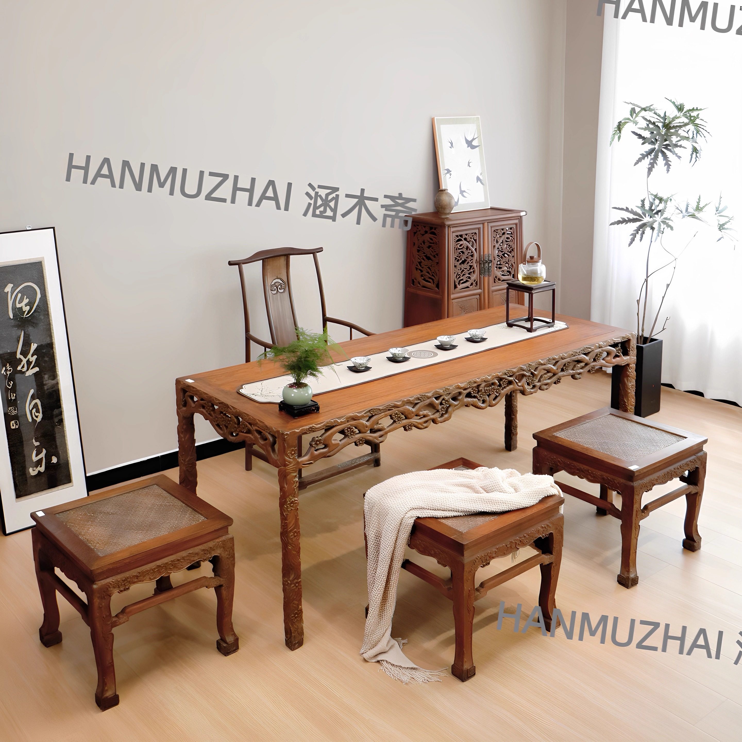 涵木斋明式仿古书案画案书桌茶桌