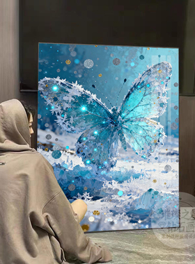 蓝色蝴蝶钻石画手工DIY新款满钻高颜值小清新客厅卧室卡通风景画