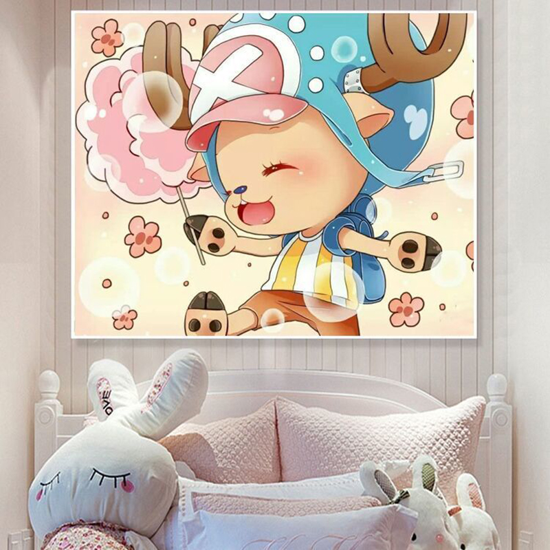 2023新款卡通钻石画日本动漫航海王乔巴满钻十字绣儿童卧室点贴钻