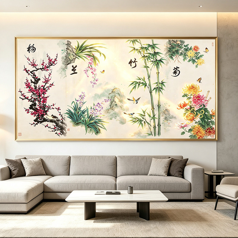 大幅手工花鸟梅兰竹菊钻石绣