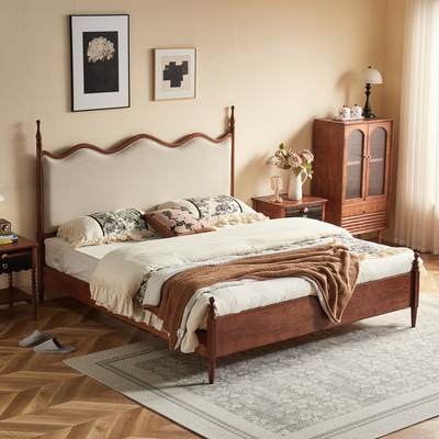 中古风法式复古白蜡木1米8实木床