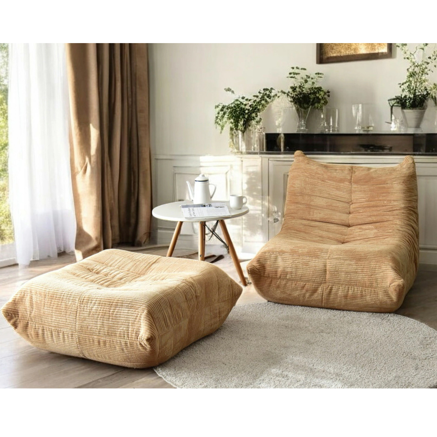 灯芯绒2025新款网红款毛毛虫一体成型真空无骨高密度海绵压缩沙发