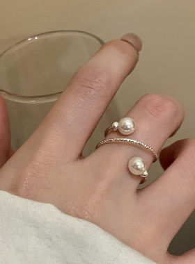 多层贝珠开口戒指女轻奢小